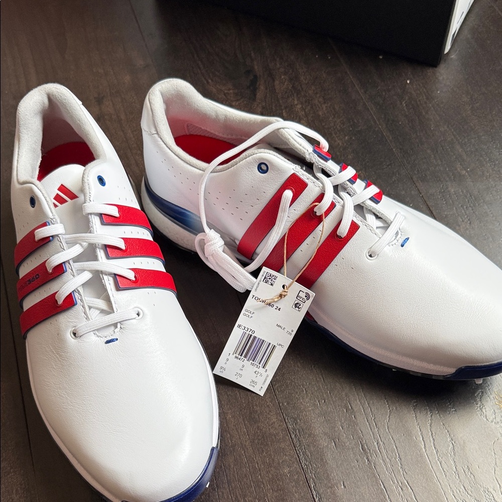 Adidas Men's White and Red Athletic Shoes